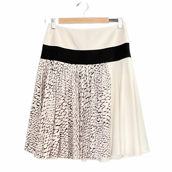 Bouchra Jarrar Couture Skirt Pleated Mixed Print Cream & Black EU Size 38 | US 8 - Picture 1 of 10